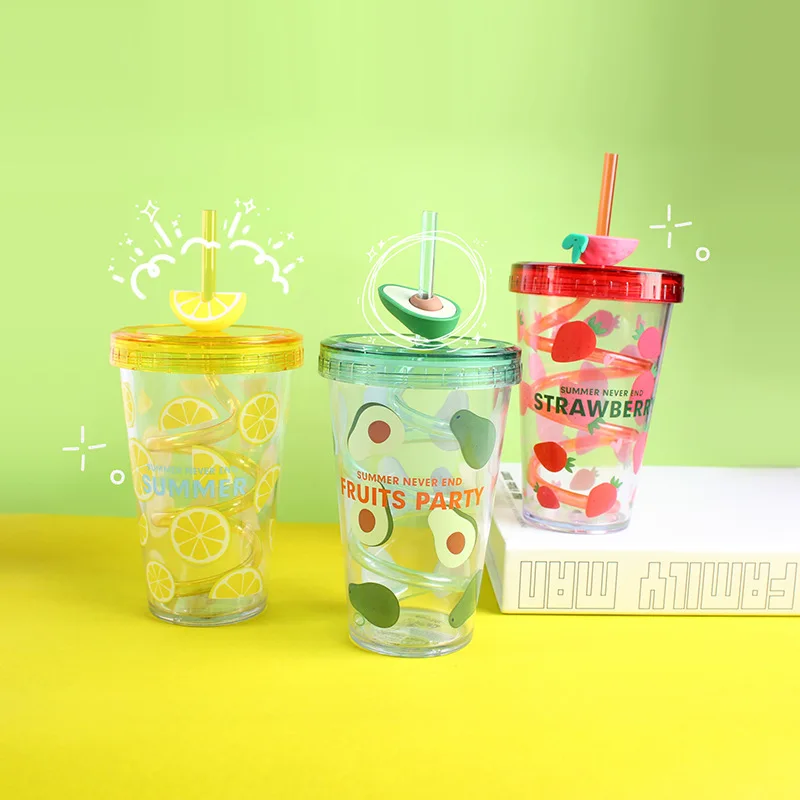 

Пластиковый стакан BPA, многоразовый стакан для смузи, пластиковый стакан для льда с крышкой и соломинкой, дорожная чашка для авокадо