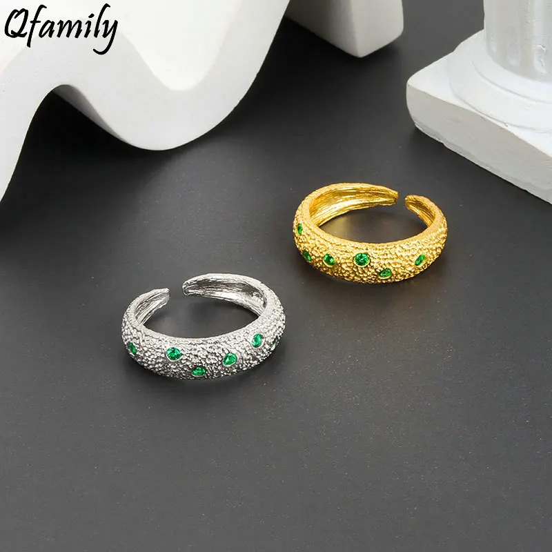 Women's 925 Silver Ring Green Zircon Beads Couple Rings Irregular Texture Adjustable Circlet Punk Jewelry Ring Gifts
Women's 925 Silver Ring Green Zircon Beads Couple Rings Irregular Texture Adjustable Circlet Punk Jewelry Ring Gifts