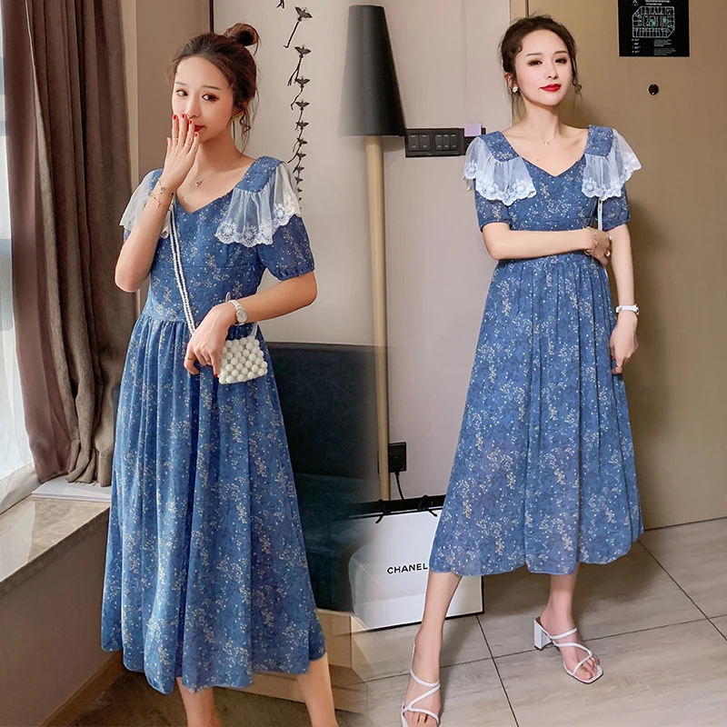 863# 2021 Summer Korean Fashion Printed Chiffon Maternity Nursing Dress Mother Feeding Clothes Pregnancy A Line Slim Dresses
863# 2021 Summer Korean Fashion Printed Chiffon Maternity Nursing Dress Mother Feeding Clothes Pregnancy A Line Slim Dresses