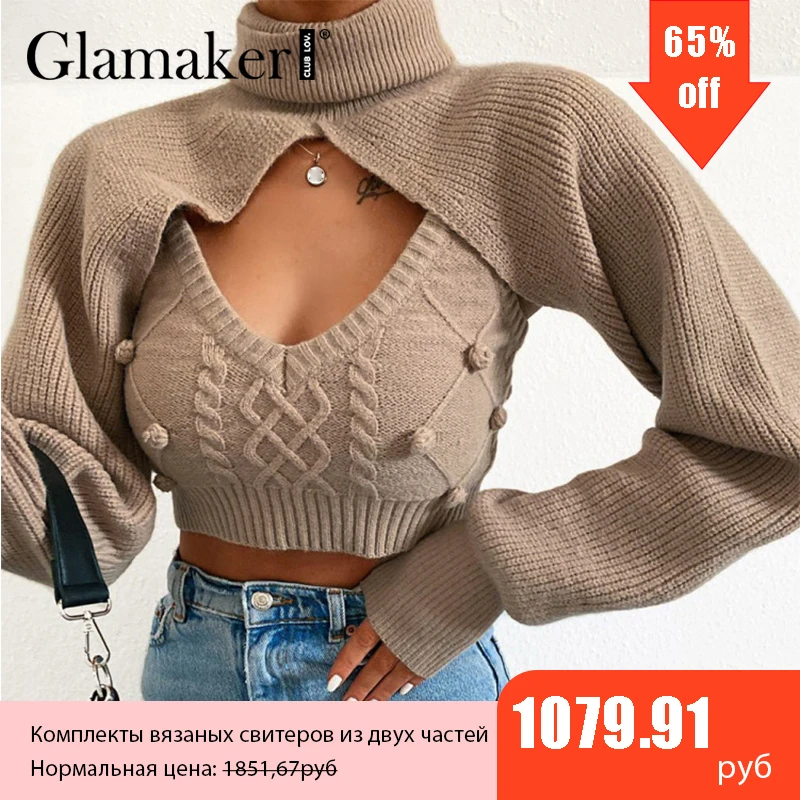 Glamaker Hairball 2 piece set women autumn winter turtleneck crop sweaters vest knit top Sexy backless knitted chic new jumper
Glamaker Hairball 2 piece set women autumn winter turtleneck crop sweaters vest knit top Sexy backless knitted chic new jumper