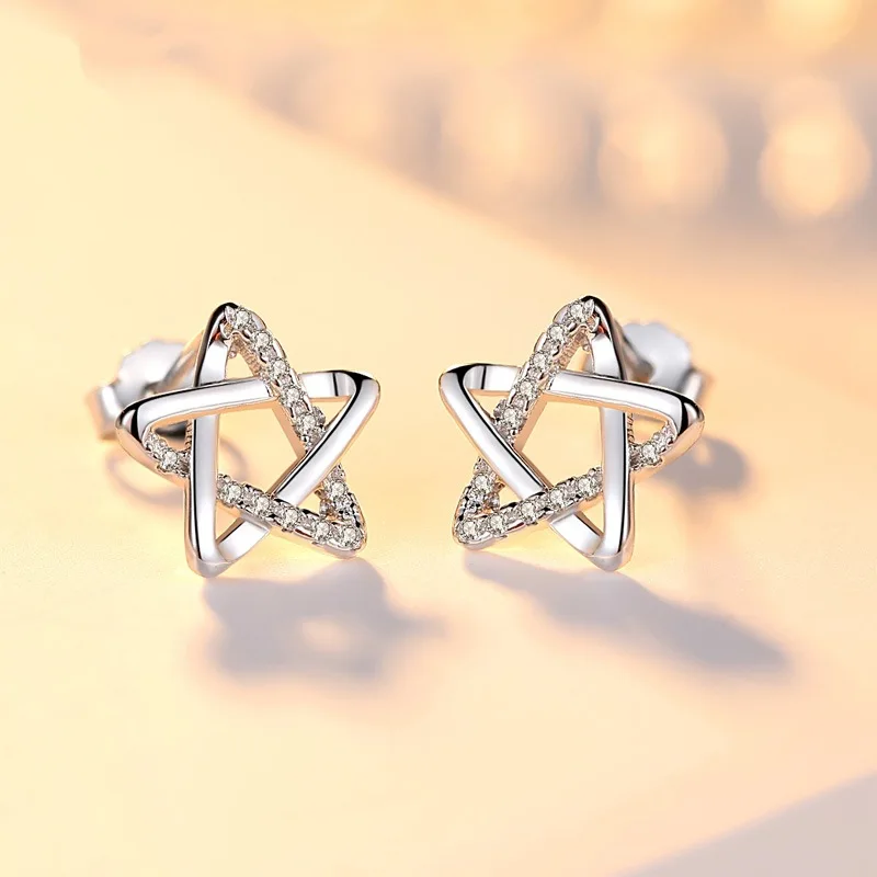 925 Sterling Silver Crystal Star Stud Earring For Women Ear Pierced Earrings Fashion Jewelry pendientes eh1305
925 Sterling Silver Crystal Star Stud Earring For Women Ear Pierced Earrings Fashion Jewelry pendientes eh1305