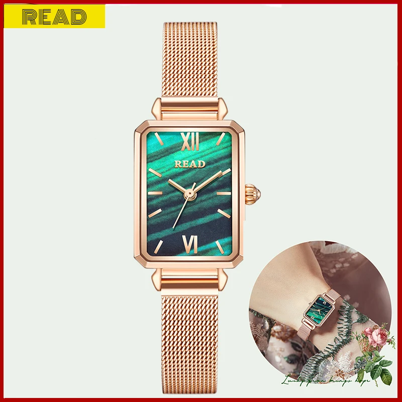 READ Women Small Square Watch Fashion Business Peacock Green Lady Watch Simple Watch Steel Band Watch Casual Quartz Watch
READ Women Small Square Watch Fashion Business Peacock Green Lady Watch Simple Watch Steel Band Watch Casual Quartz Watch