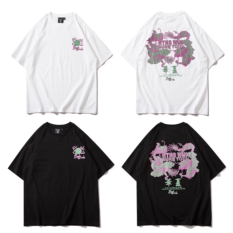 Short Sleeved T-shirt Male New Summer Harajuku Style T Shirt Korean Loose Cotton Chinese Dragon Letter T Shirt Couple Streetwear
Short Sleeved T-shirt Male New Summer Harajuku Style T Shirt Korean Loose Cotton Chinese Dragon Letter T Shirt Couple Streetwear