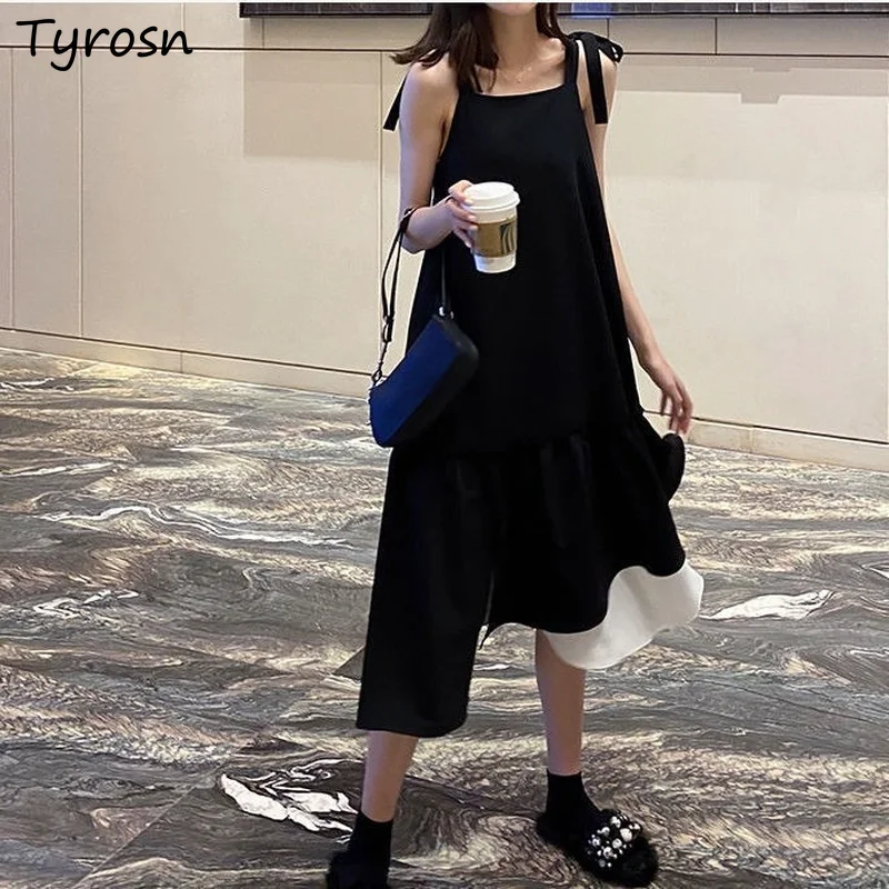 Sleeveless Dress Women Design Patchwork Belt Irregular Midi Dresses Retro Black Spaghetti Strap Vestidos Mujer Elegant Ulzzang
Sleeveless Dress Women Design Patchwork Belt Irregular Midi Dresses Retro Black Spaghetti Strap Vestidos Mujer Elegant Ulzzang