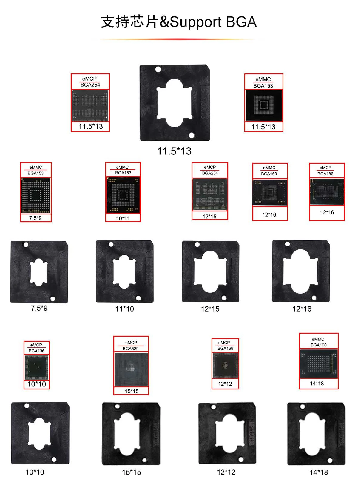 ICFRIEND NB-Max розетка для MIPItester E-mate EMMC и UFS BGA254 BGA297 BGA153 BGA168 BGA100 BGA186 Medusa Pro UFI стандартная