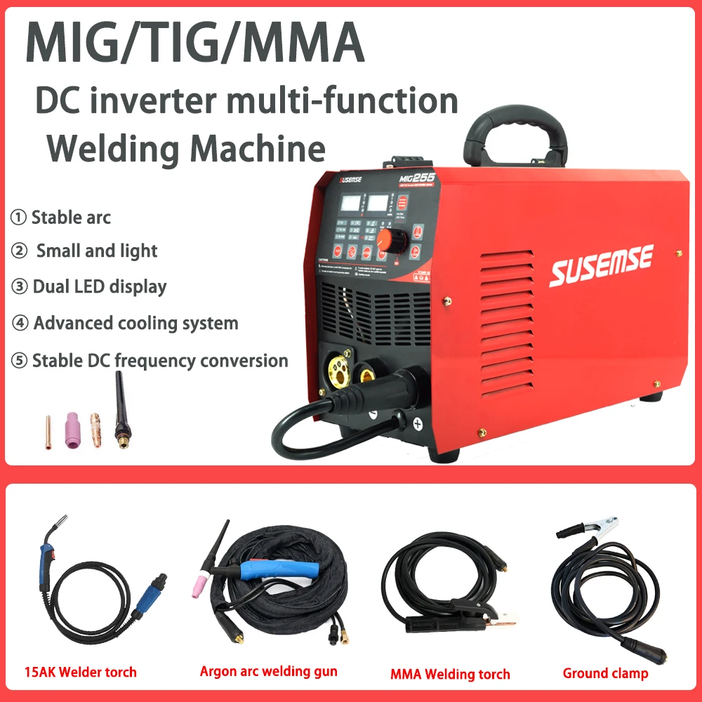 MIG255 110/220V TIG / MMA / MIG 3IN1 Combo Welding Machine Multi-Function Welding Device& Torchs Red Machine
MIG255 110/220V TIG / MMA / MIG 3IN1 Combo Welding Machine Multi-Function Welding Device& Torchs Red Machine