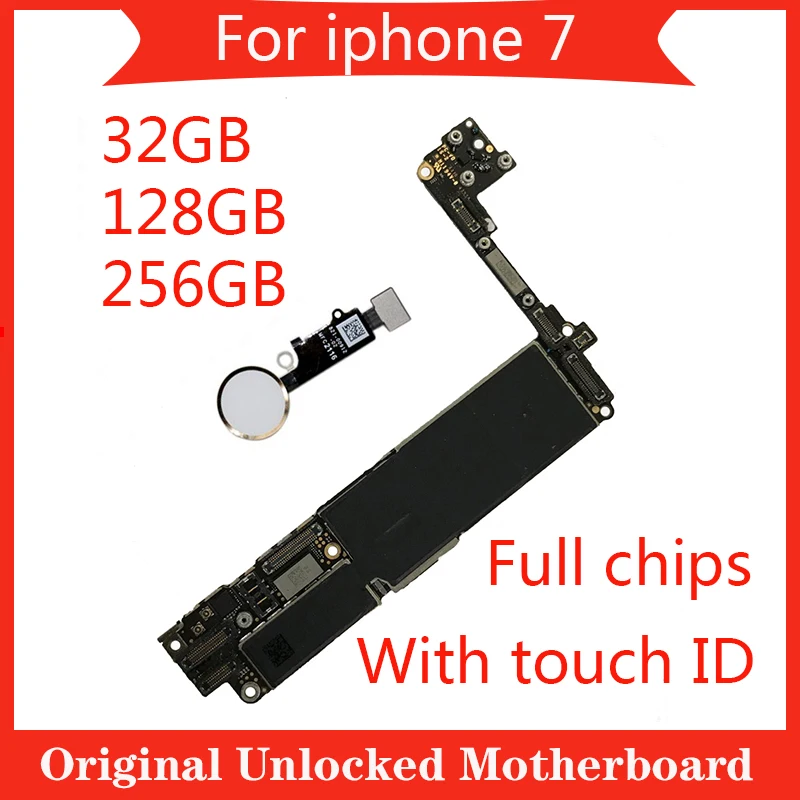 Оригинальная материнская плата 32 Гб 128 ГБ 256 для iphone 7 с touch ID очистка icloud