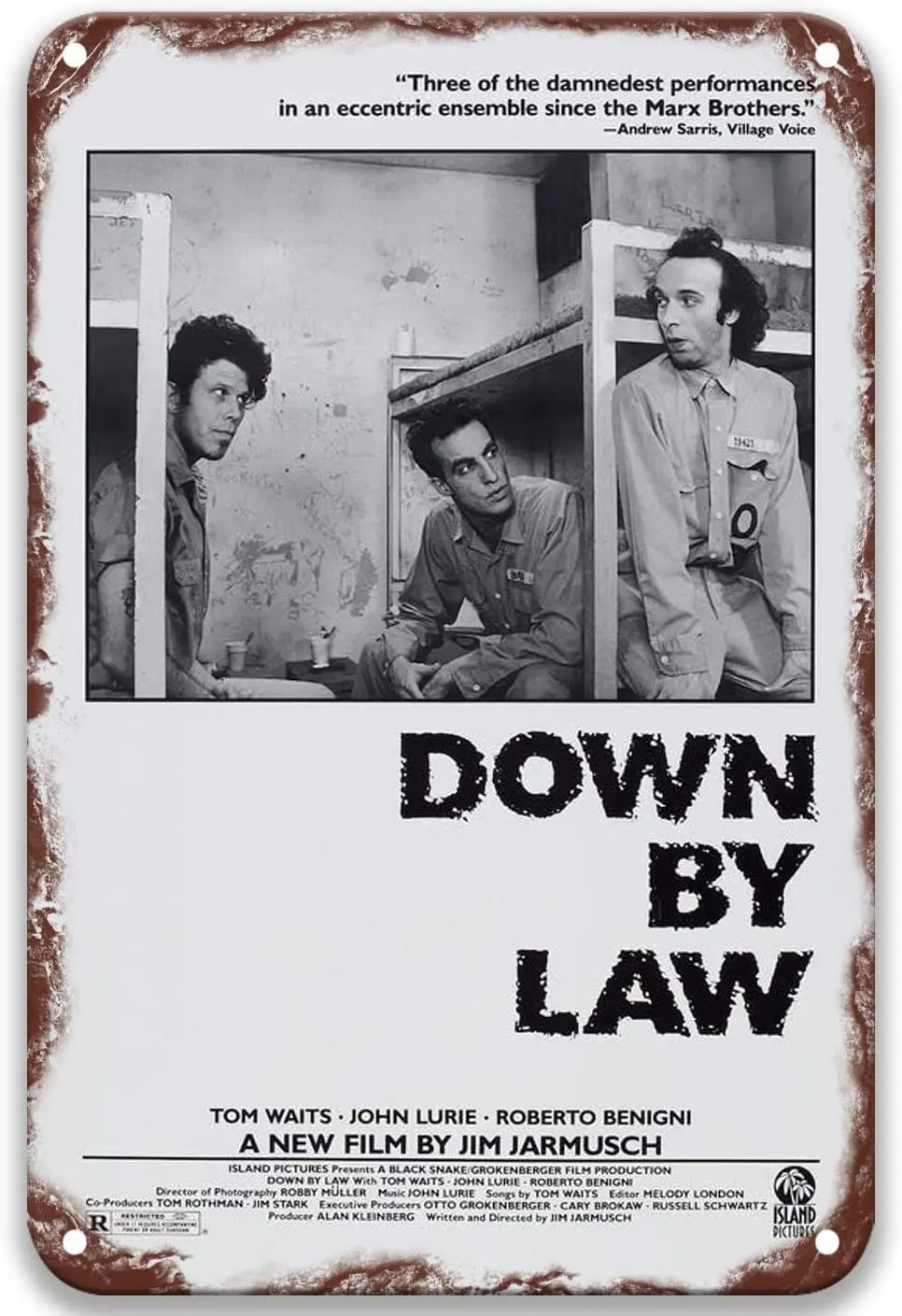 

Down by Law (1986),Vintage Movies Metal Tin Signs Poster Art Group for Party Man Home Decoration Decor Bathroom 8x12 Inches