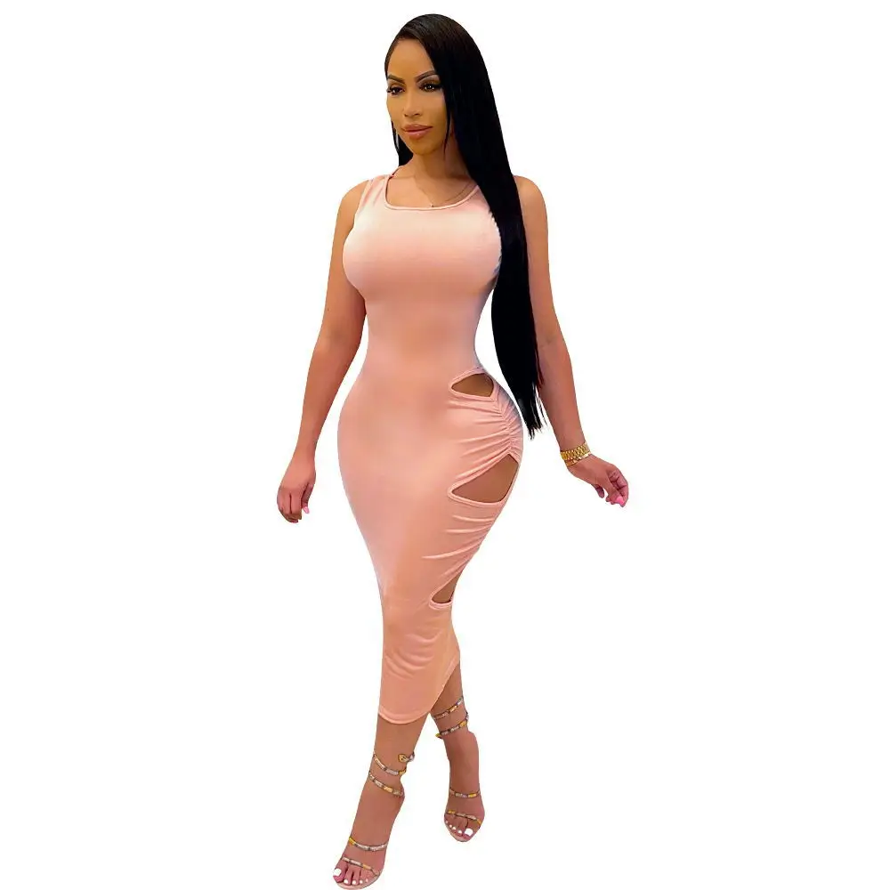 Dresses Women Sexy Hollow Solid Color Vest Mid-Calf Summer Sheath Package Hip Long Skirt Casual Style
Dresses Women Sexy Hollow Solid Color Vest Mid-Calf Summer Sheath Package Hip Long Skirt Casual Style