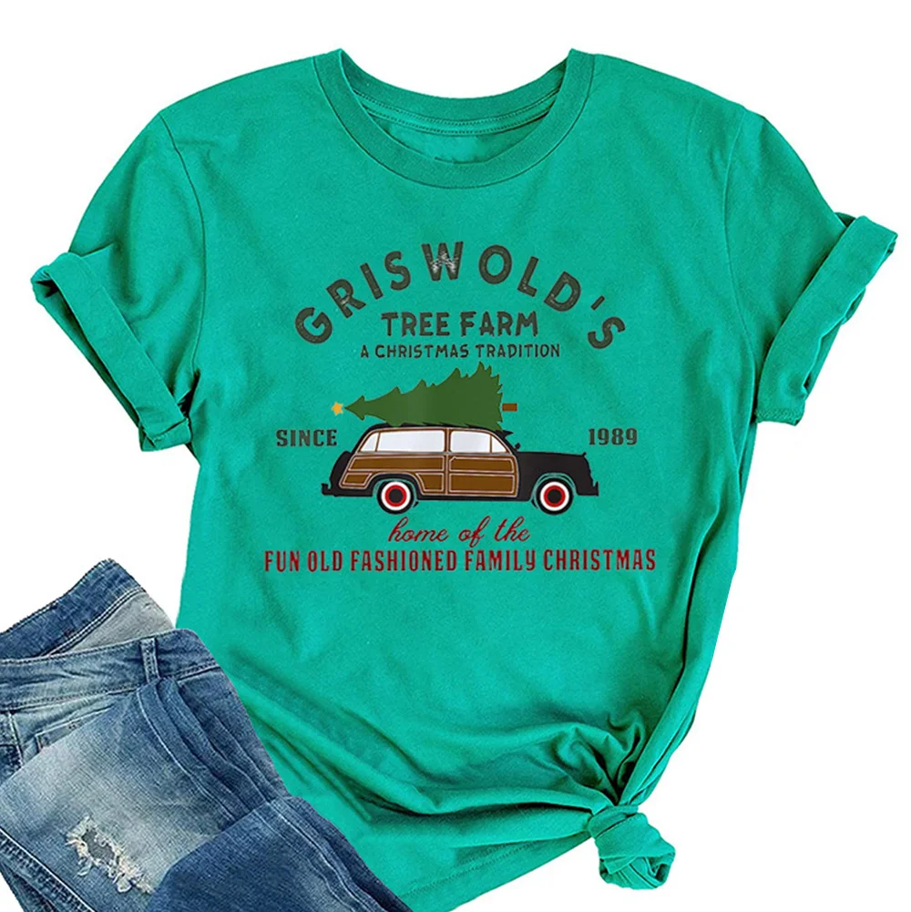Women Griswold's Tree Farm Letter Print Tshirts Christmas Tree Car Graphic Tops O-neck Short Sleeve Harajuku T-shirt Clothing
Women Griswold's Tree Farm Letter Print Tshirts Christmas Tree Car Graphic Tops O-neck Short Sleeve Harajuku T-shirt Clothing