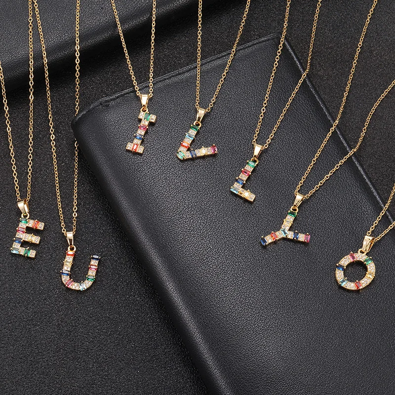 Fashion Stainless Steel Initial Color CZ Necklace 26 English Letter Necklace Women Accessories Girls Best Party Wedding Jewelry
Fashion Stainless Steel Initial Color CZ Necklace 26 English Letter Necklace Women Accessories Girls Best Party Wedding Jewelry