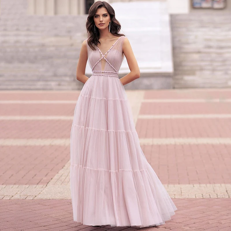 Blush Pink Evening Dress Pearls Prom V neck Gown Long Pageant Dress Bead Crisscross A line Young Girls Formal Dress 2020 Custom
Blush Pink Evening Dress Pearls Prom V neck Gown Long Pageant Dress Bead Crisscross A line Young Girls Formal Dress 2020 Custom
