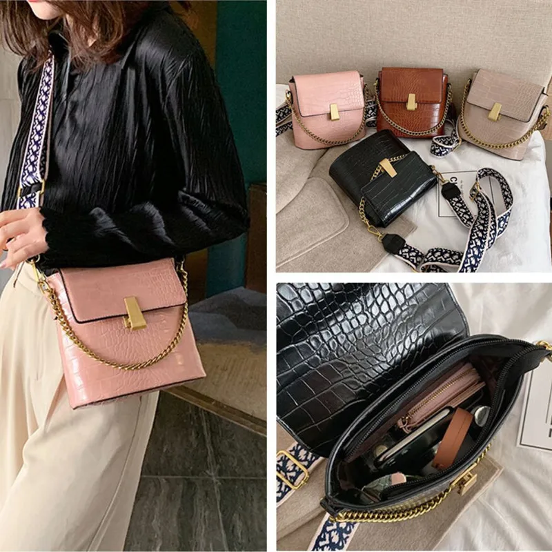 DikizFly Fashion Lock Crossbody Bags Women 2020 Shoulder Bag Chains Totes Handbag Small Bucket Purse Alligator Messenger Bag Sac
DikizFly Fashion Lock Crossbody Bags Women 2020 Shoulder Bag Chains Totes Handbag Small Bucket Purse Alligator Messenger Bag Sac