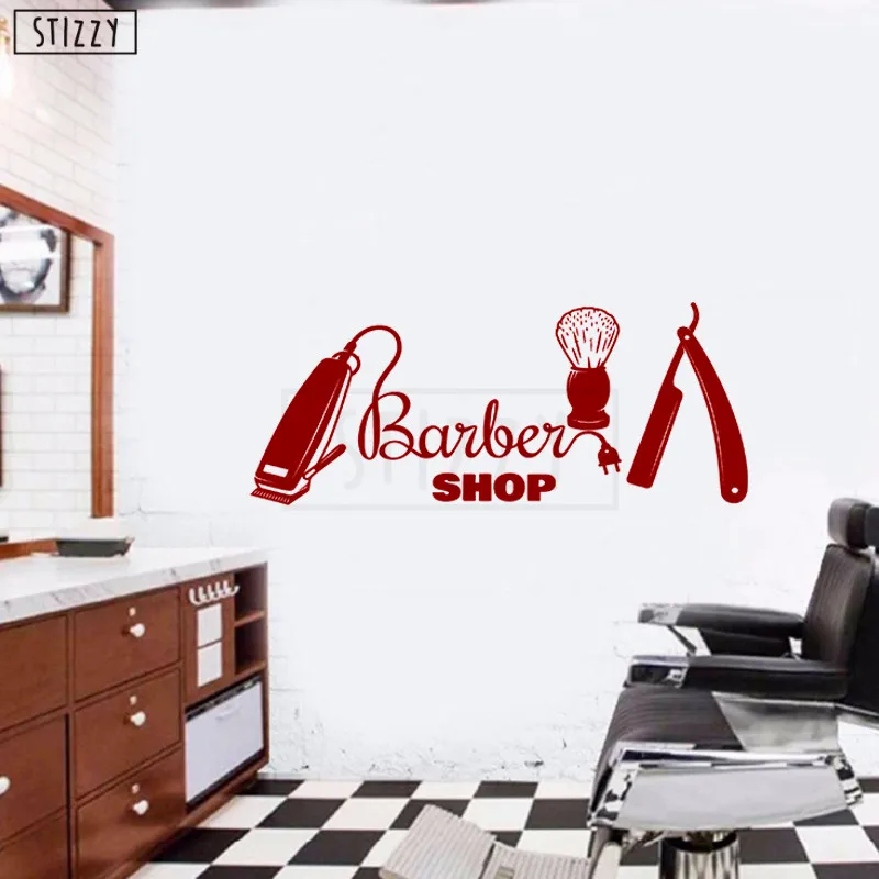STIZZY Wall Decal Man Hair Beauty Salon Stickers Barbershop Art Mural Haircut Poster Window Decor Wallpaper Modern DIY D284 | Дом и сад