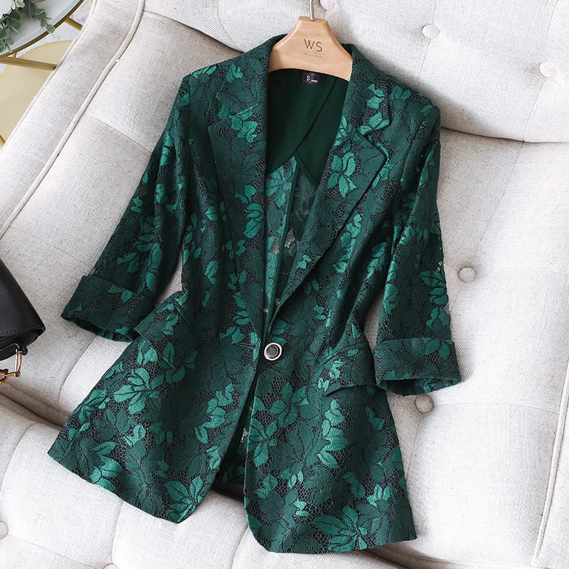 summer coat lace suit coat women's green medium sleeve thin Korean hollow out casual suit Flower Top suit blazer green jacket
summer coat lace suit coat women's green medium sleeve thin Korean hollow out casual suit Flower Top suit blazer green jacket