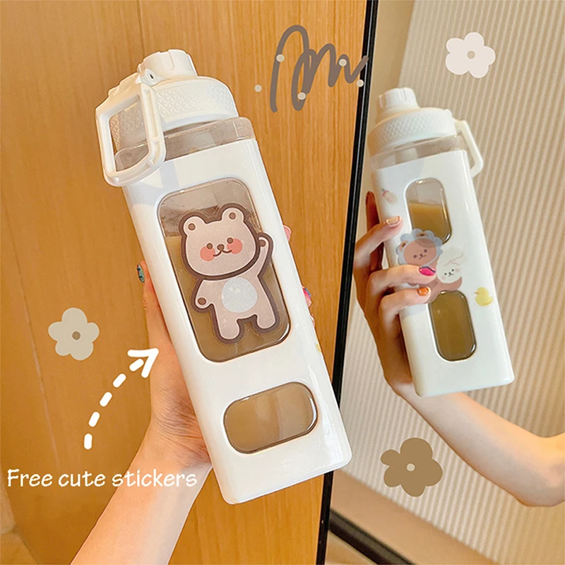 New Cute Bear Transparent Square Plastic Water Bottle With Straw Outdoor Sports Large Capacity Tour Bicycle Drinking Bottle Cups
New Cute Bear Transparent Square Plastic Water Bottle With Straw Outdoor Sports Large Capacity Tour Bicycle Drinking Bottle Cups