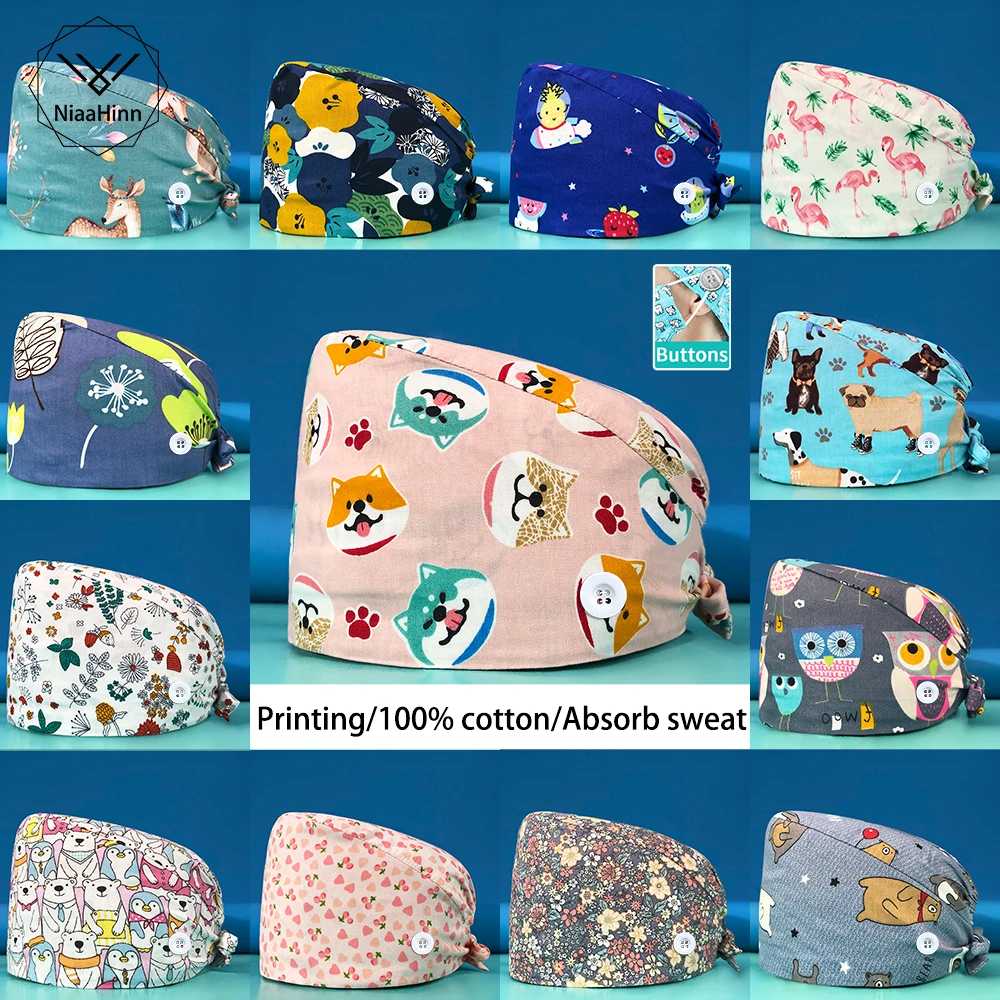 Adjustable Printed Cotton Surgical Cap Women's Built-in Sweat Towel Work Medical Nurse Hat Pet Grooming Veterinary Nursing Caps
Adjustable Printed Cotton Surgical Cap Women's Built-in Sweat Towel Work Medical Nurse Hat Pet Grooming Veterinary Nursing Caps