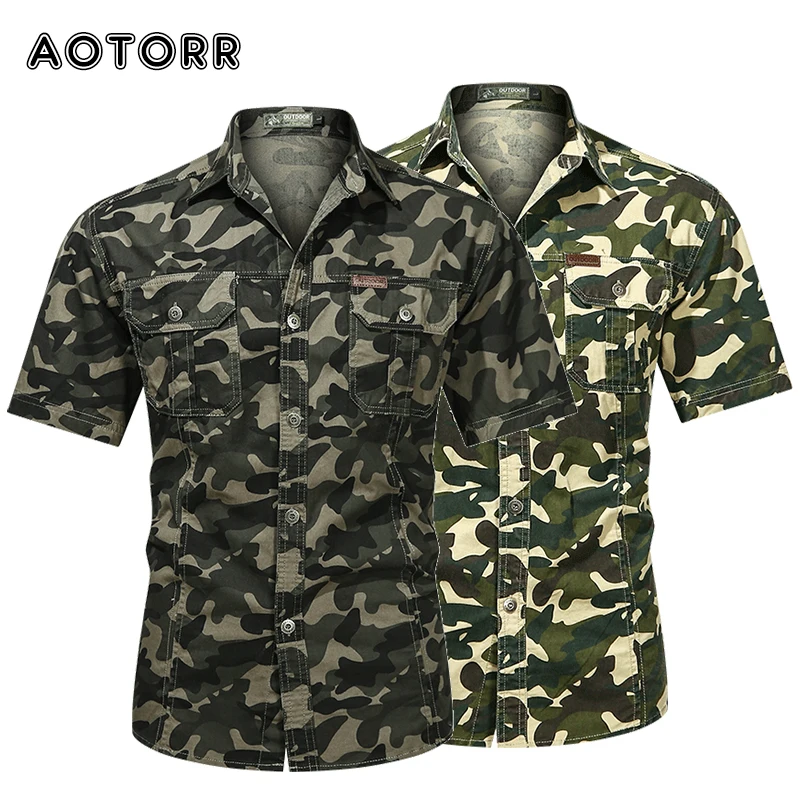 Outdoor Mens Camouflage Shirts Tactical Combat Short-sleeve Tops Man Hiking Hunting Clothing Army Green Cotton Work Shirts 5XL
Outdoor Mens Camouflage Shirts Tactical Combat Short-sleeve Tops Man Hiking Hunting Clothing Army Green Cotton Work Shirts 5XL