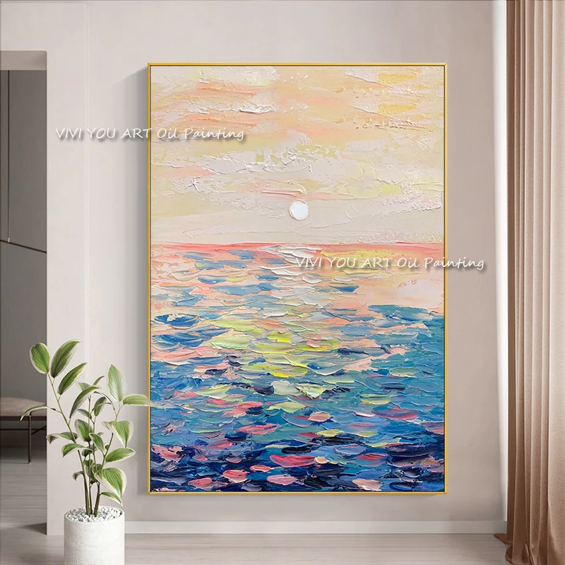 Мода 100% ручная работа картина маслом Sunrise Sea View на холсте креативные новые настенные картины для гостиной скандинавский Декор
Мода 100% ручная работа картина маслом Sunrise Sea View на холсте креативные новые настенные картины для гостиной скандинавский Декор