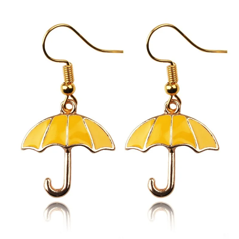 

Fashion Cute HIMYM TV Show Romantic Drop Earrings Yellow Umbrella Korean Enamel Jewelry Gift For Women