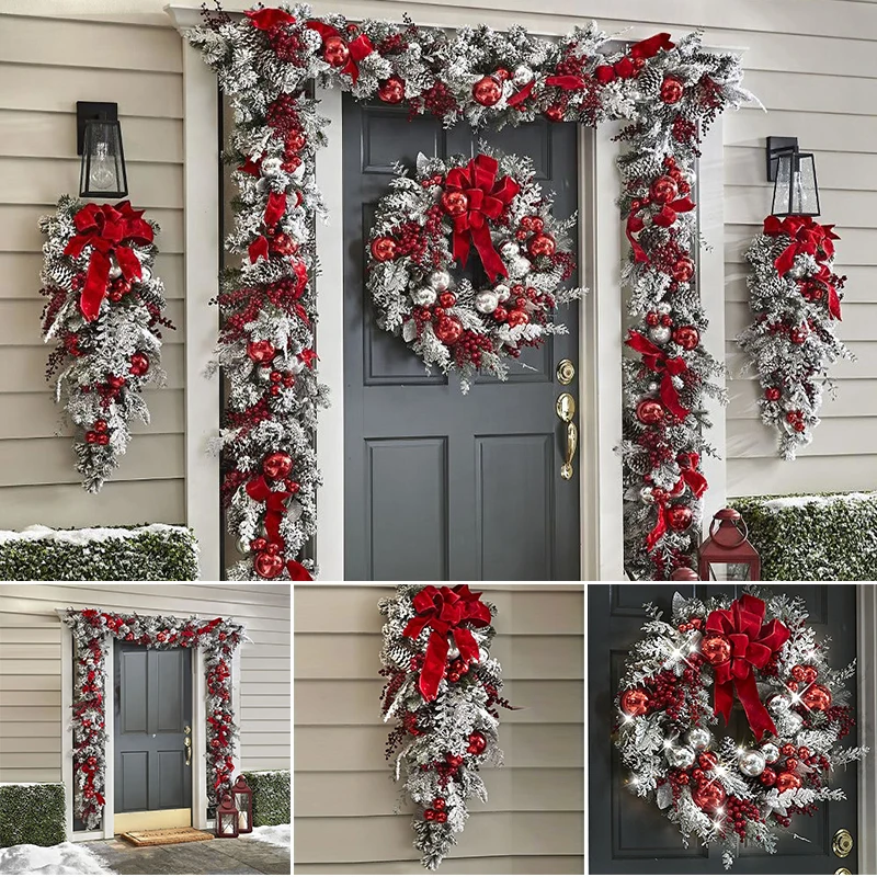 Red And White Holiday Trim Front Door Wreath Christmas Home Restaurant Decoration Wreaths & Garlands xqmg Artificial Decorations
Red And White Holiday Trim Front Door Wreath Christmas Home Restaurant Decoration Wreaths & Garlands xqmg Artificial Decorations