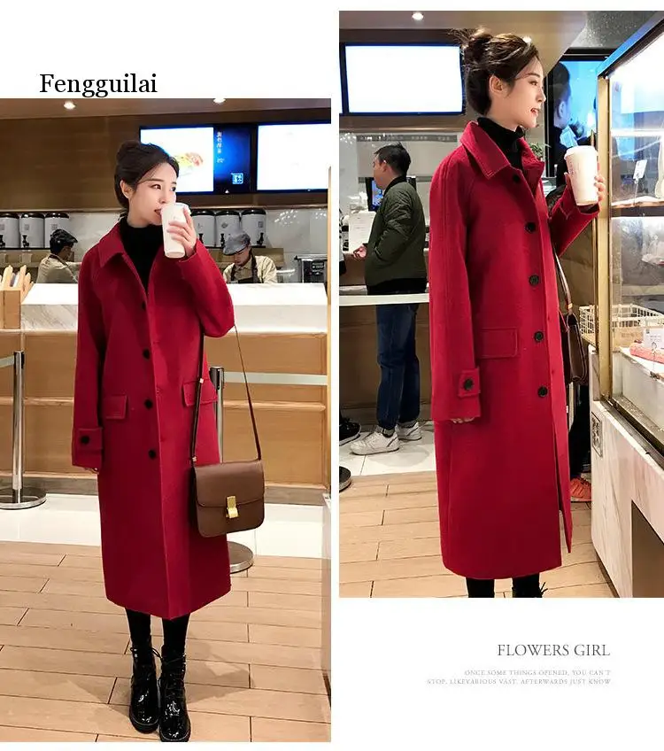 Fengguilai Woolen Jacket Women's Mid-length Korean-style Autumn And Winter New Style over-the-Knee Loose-Fit
Fengguilai Woolen Jacket Women's Mid-length Korean-style Autumn And Winter New Style over-the-Knee Loose-Fit