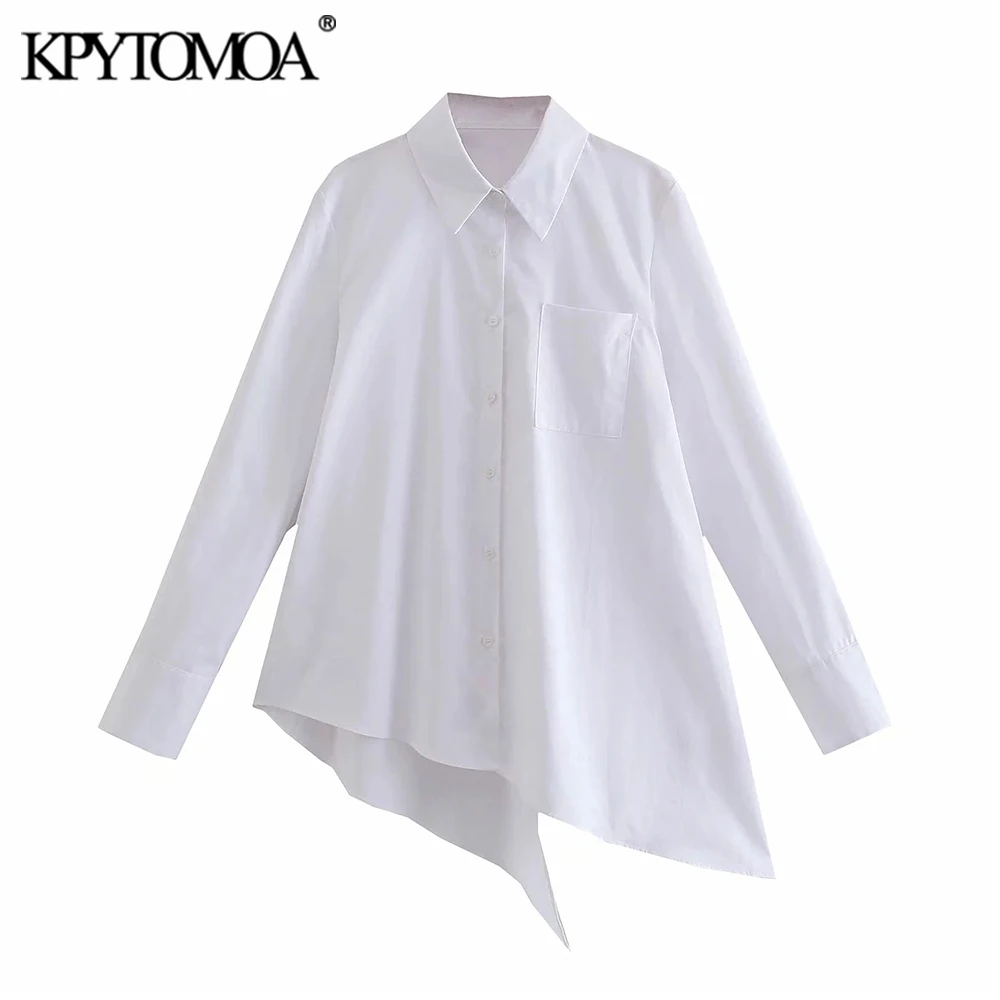 KPYTOMOA Women Fashion With Pocket Asymmetric White Blouses Vintage Long Sleeve Button-up Female Shirts Blusas Chic Tops
KPYTOMOA Women Fashion With Pocket Asymmetric White Blouses Vintage Long Sleeve Button-up Female Shirts Blusas Chic Tops