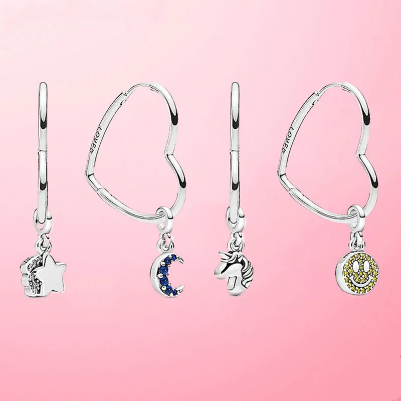 925 Sterling Silver Pan Earring Large Asymmetric Hearts Of Love Earrings For Women Wedding Gift Fashion Jewelry 
925 Sterling Silver Pan Earring Large Asymmetric Hearts Of Love Earrings For Women Wedding Gift Fashion Jewelry