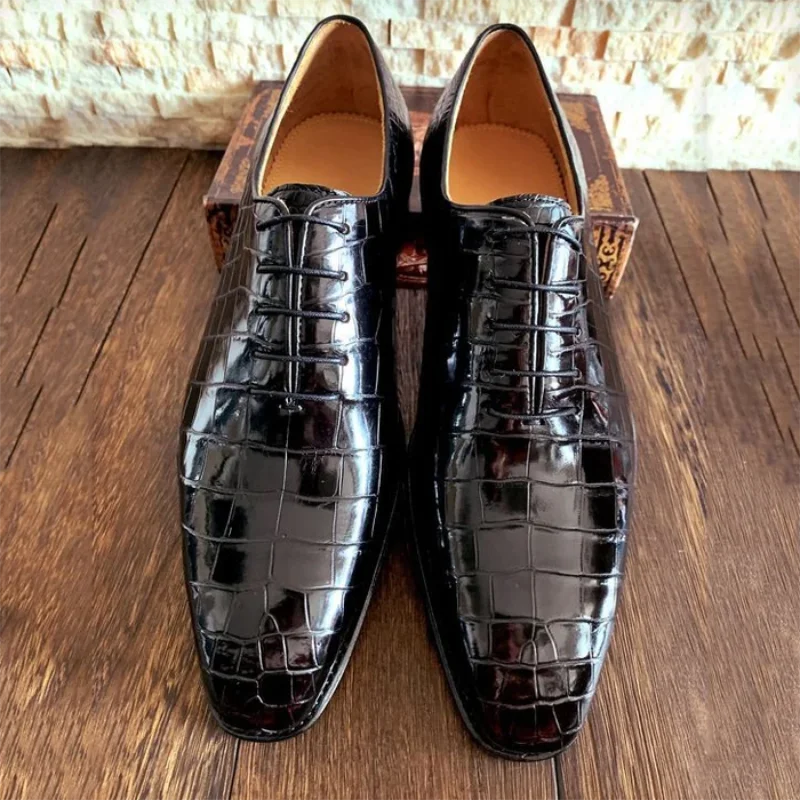 Men's PU Black Crocodile Pattern Classic Lace-up Oxford Shoes Comfortable Trendy High-quality Business Casual Shoes 9KL006
Men's PU Black Crocodile Pattern Classic Lace-up Oxford Shoes Comfortable Trendy High-quality Business Casual Shoes 9KL006