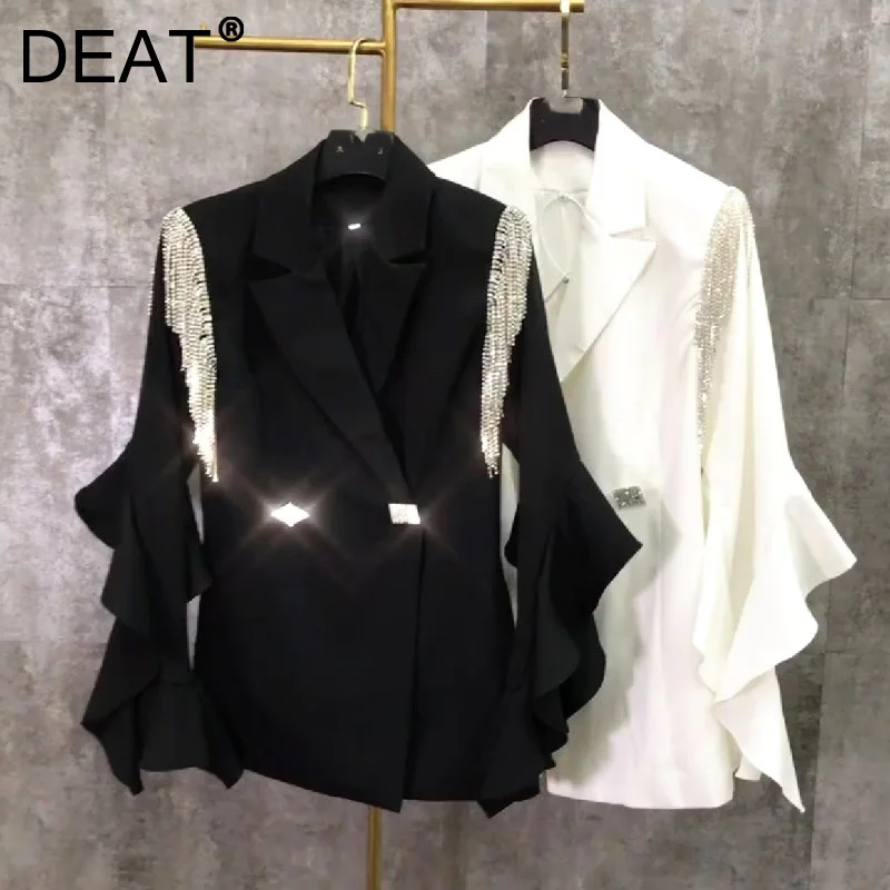 DEAT 2021 New Autumn Winter Fashion Casual Flow Su Drill Button White Long Sleeve Thin Loose Blazer Coat Women SK637 
DEAT 2021 New Autumn Winter Fashion Casual Flow Su Drill Button White Long Sleeve Thin Loose Blazer Coat Women SK637