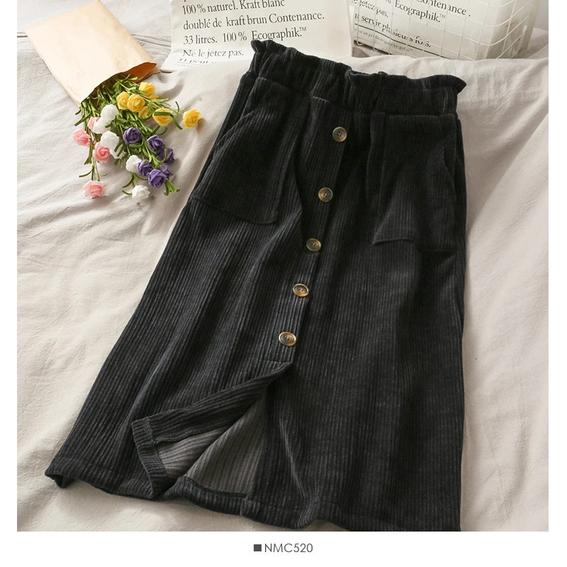 Retro high waist flower bud skirt buttoned split skirt female autumn corduroy mid-length one-step skirt Casual Solid Straight
Retro high waist flower bud skirt buttoned split skirt female autumn corduroy mid-length one-step skirt Casual Solid Straight