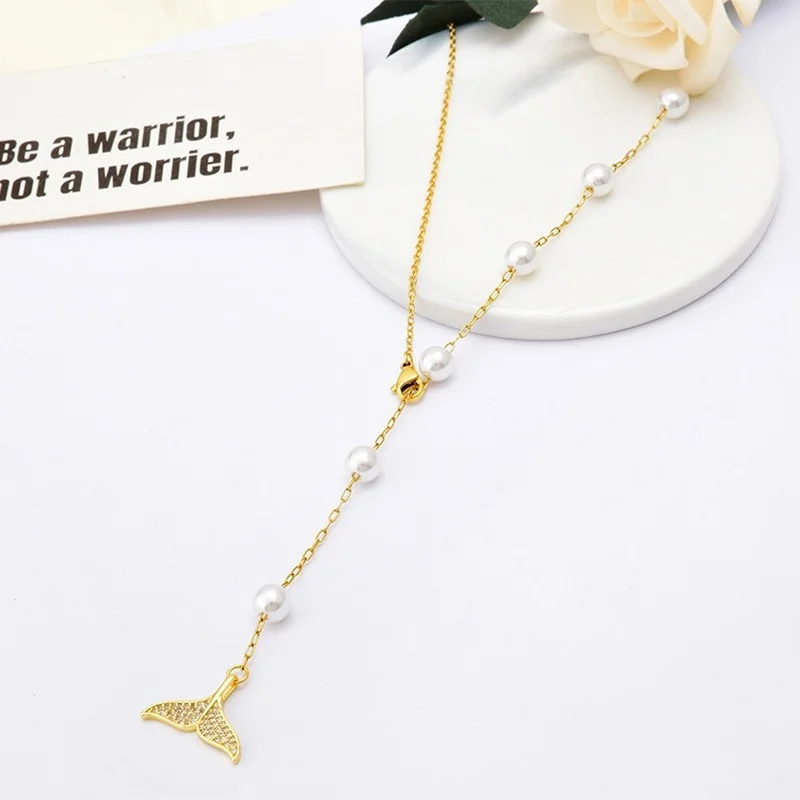 Fashion Mermaid Tail Stainless Steel Pendant Necklace Women Fashion Gold Color Pearl Drop Shape Pendants Charms Chain Necklace
Fashion Mermaid Tail Stainless Steel Pendant Necklace Women Fashion Gold Color Pearl Drop Shape Pendants Charms Chain Necklace