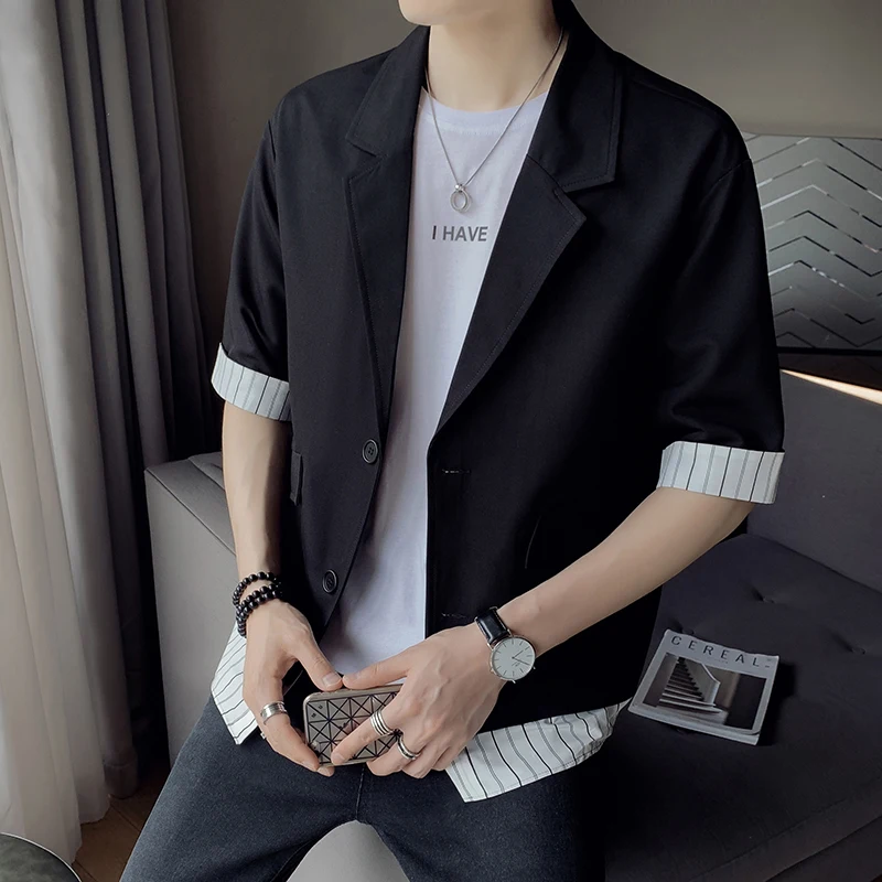 British-style Blazers Men Fake Two Pieces Suit Jacket Korean Leisure All-match Simple Suit-tops Male Single-breasted Streetwear
British-style Blazers Men Fake Two Pieces Suit Jacket Korean Leisure All-match Simple Suit-tops Male Single-breasted Streetwear