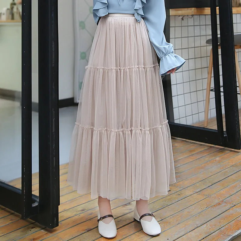 Autumn New Mesh Splice Elastic High Waist Women Long Pleated Skirt Female Elegant Vintage Korean Loose Casual Woman Skirts 9001
Autumn New Mesh Splice Elastic High Waist Women Long Pleated Skirt Female Elegant Vintage Korean Loose Casual Woman Skirts 9001
