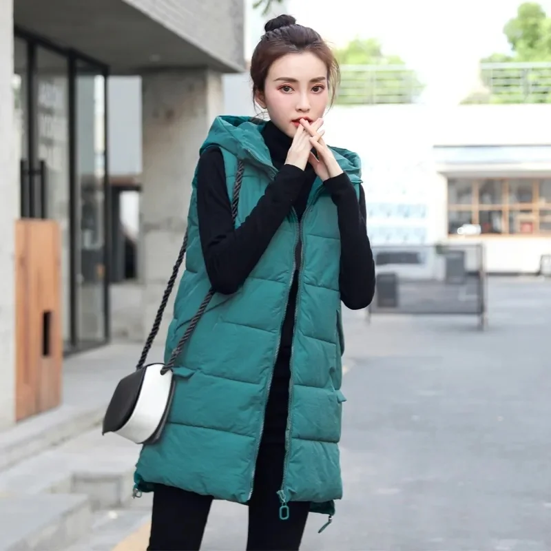 2021 Winter Long Hooded Women Vest Large Size Korean Fashion Loose Down Cotton Waistcoat Design Thicken Warm Sleeveless Jackets
2021 Winter Long Hooded Women Vest Large Size Korean Fashion Loose Down Cotton Waistcoat Design Thicken Warm Sleeveless Jackets