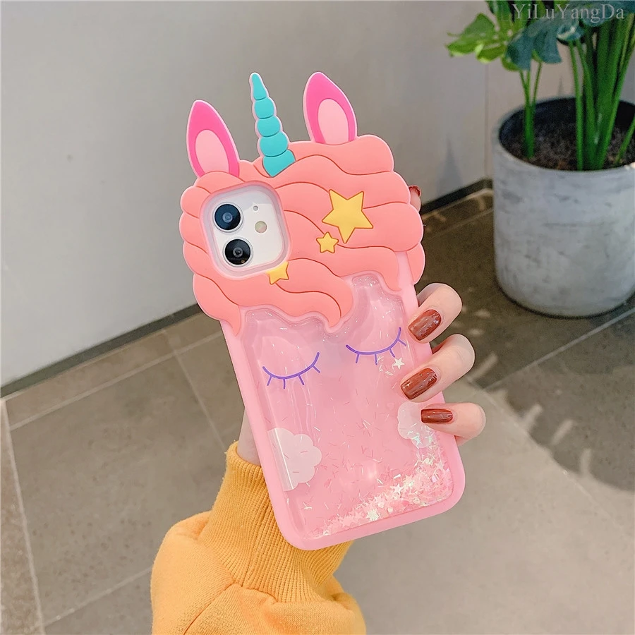 3D мультяшный жидкий зыбучий песок чехол для телефона iPhone 6 6s 7 8 Plus X XR XS 11 Pro Max SE 2020