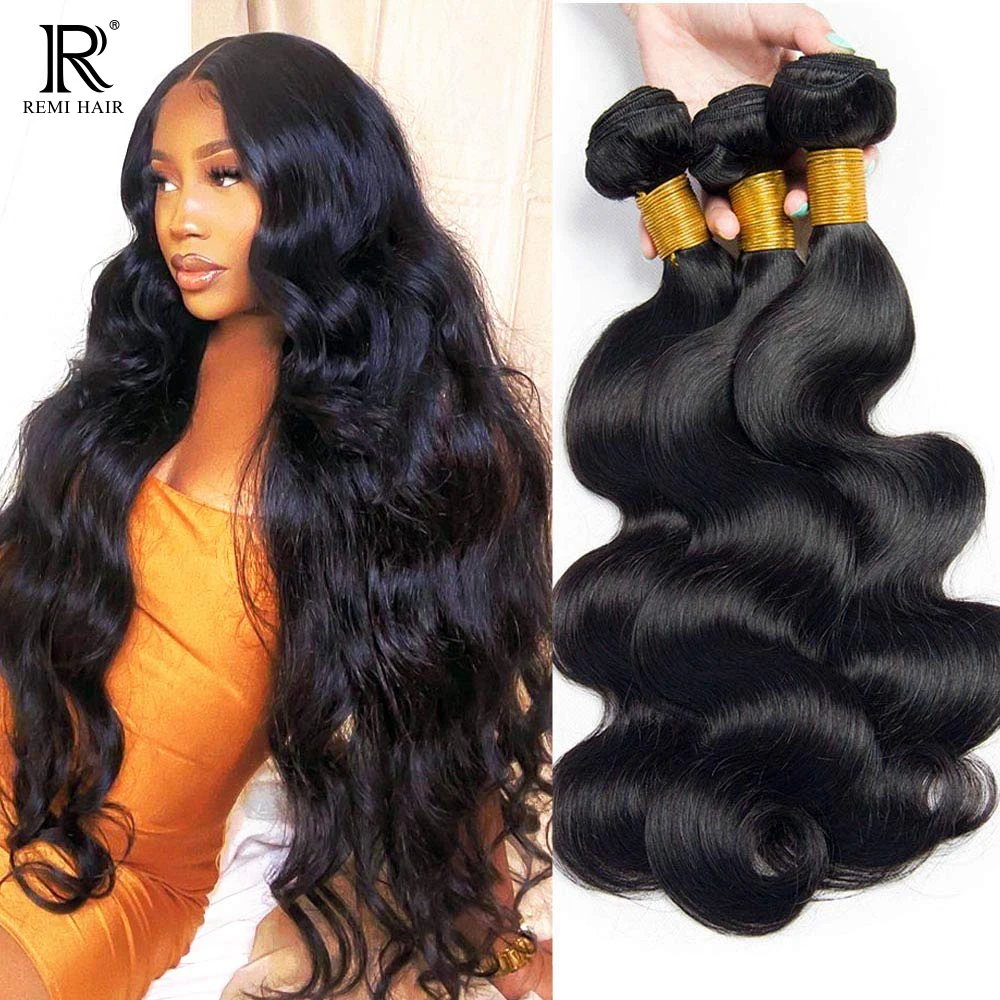 REMI Body Wave Human Hair Bundles Brazilian Natural Black Hair Weave 4 Remy Human Hair Bundles Deals for Black Women Hair
REMI Body Wave Human Hair Bundles Brazilian Natural Black Hair Weave 4 Remy Human Hair Bundles Deals for Black Women Hair