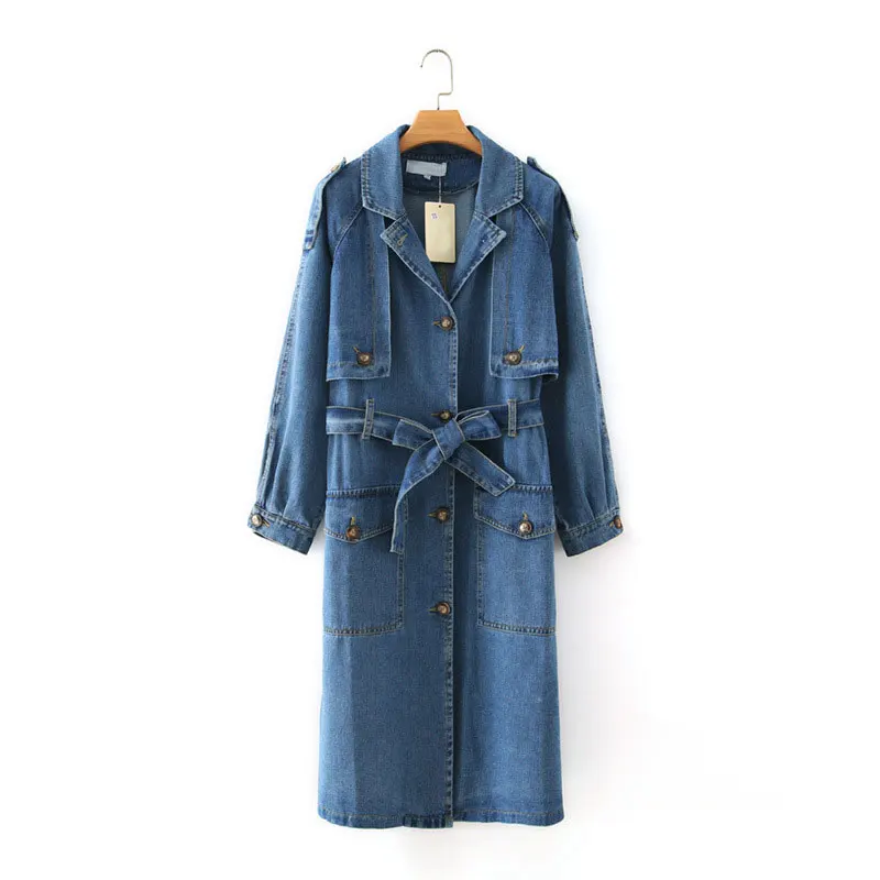 2021 Autumn Women Long Trench Coat With Belt Casual Denim Coat Women Single-breasted Denim Trench Casaco Abrigo Cool
2021 Autumn Women Long Trench Coat With Belt Casual Denim Coat Women Single-breasted Denim Trench Casaco Abrigo Cool
