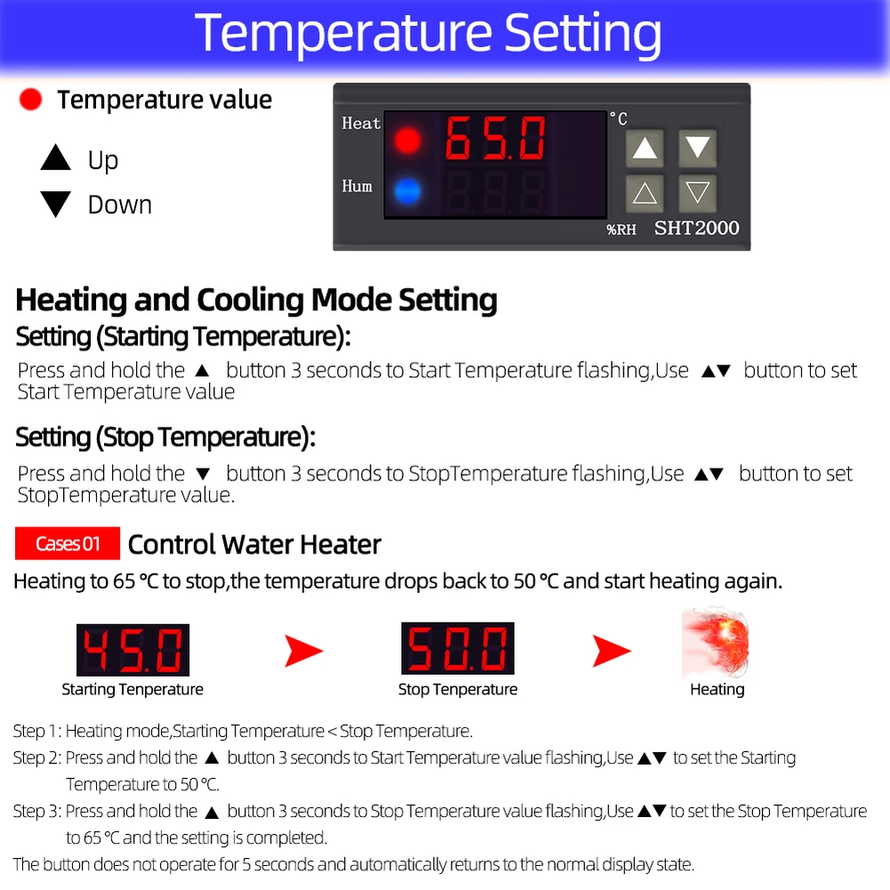 Digital Temperature Humidity Controller Fridge Thermostat Humidistat Controller Thermometer Hygrometer SHT2000 AC 110V 220V
Digital Temperature Humidity Controller Fridge Thermostat Humidistat Controller Thermometer Hygrometer SHT2000 AC 110V 220V