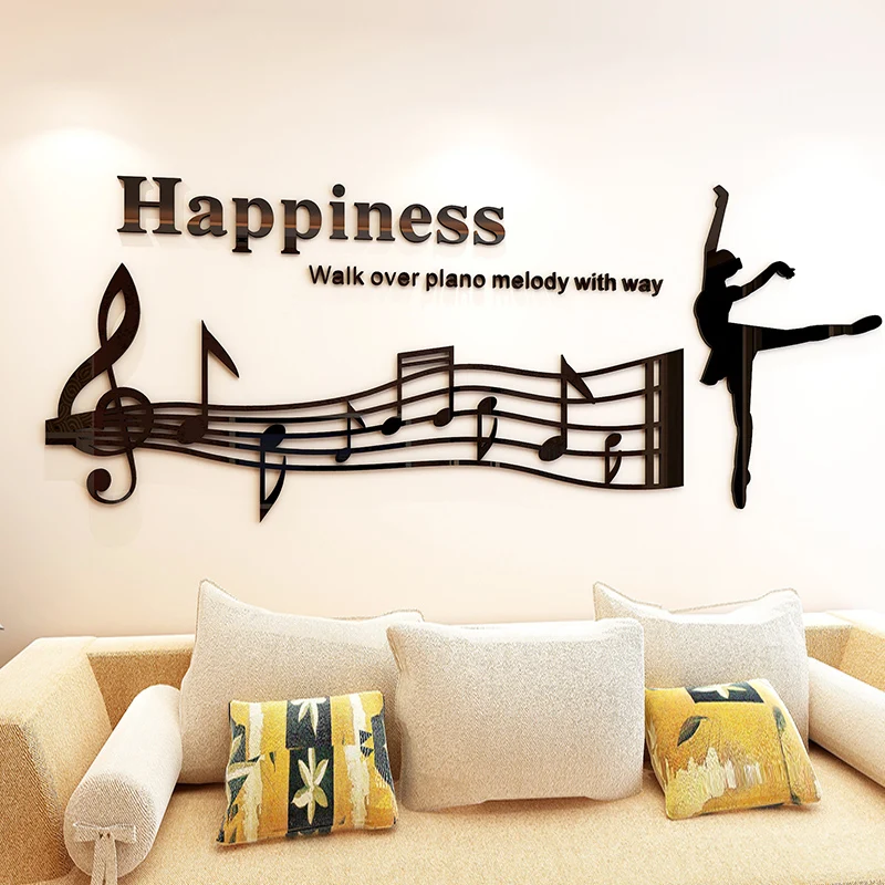 

Creative Art Dance Room Staff Acrylic Wall Stickers Living Room Concert Hall Romantic Dancer Decorative Painting DIY Home decor