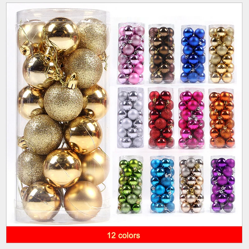 

2021 24pcs Assorted Color Christmas Balls Christmas Tree Ornaments Balls xmas decorations Hanging Tree Pendants New Year Gift