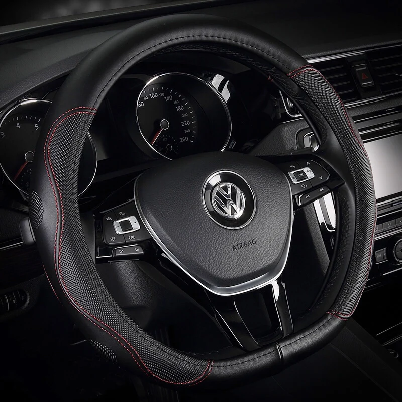 Leather steering wheel cover for four seasons universal anti slip and sweat absorption, suitable for Volkswagen
Leather steering wheel cover for four seasons universal anti slip and sweat absorption, suitable for Volkswagen