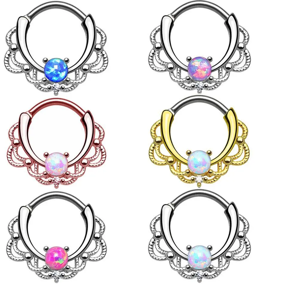 Fashion 16G 1.2mm Opal Gem Septum Rings G23 Titanium Piercing Nose Hot Opal Ear tunnel 5 Choice
Fashion 16G 1.2mm Opal Gem Septum Rings G23 Titanium Piercing Nose Hot Opal Ear tunnel 5 Choice
