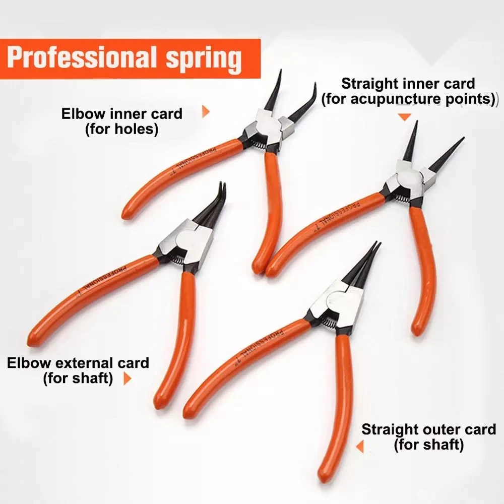 4PCS Practical Circlip Plier Set Retaining Clip For Home Crimp Tool Internal External Spring Bent Straight Snap Ring Pliers
4PCS Practical Circlip Plier Set Retaining Clip For Home Crimp Tool Internal External Spring Bent Straight Snap Ring Pliers