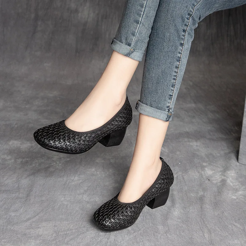 Women Leather Pumps Black Loafers Shoes For Women Spring High Heels Genuine Leather Knitted Pumps Ladies Brand Shoes Handmade
Women Leather Pumps Black Loafers Shoes For Women Spring High Heels Genuine Leather Knitted Pumps Ladies Brand Shoes Handmade