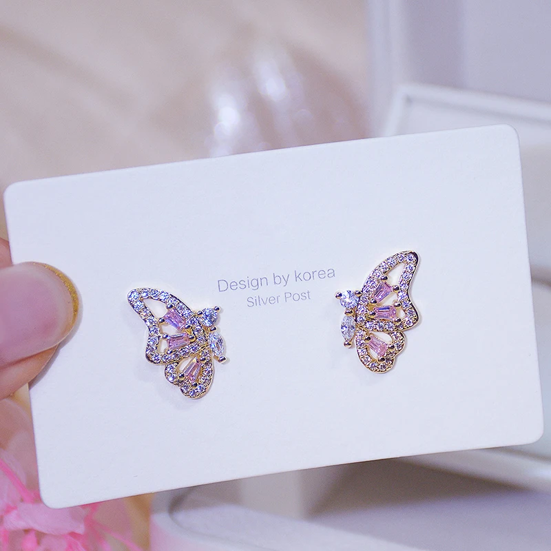 Trendy Elegant 14K Real Gold Plated Butterfly Wing Shape Earring for Women Top Shiny Zircon S925 Silver Needle Stud Jewelry Gift
Trendy Elegant 14K Real Gold Plated Butterfly Wing Shape Earring for Women Top Shiny Zircon S925 Silver Needle Stud Jewelry Gift