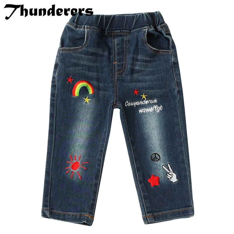 Thunderers Cute Cartoon Pattern Kids Jeans Denim Spring Autumn Children's Casual Pants 2018 New High Quality Girl Boys Trousers
Thunderers Cute Cartoon Pattern Kids Jeans Denim Spring Autumn Children's Casual Pants 2018 New High Quality Girl Boys Trousers