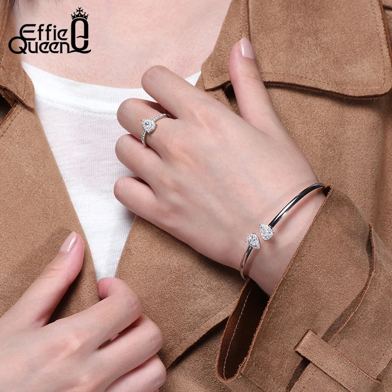 Effie Queen 925 Sterling Silver Bangle Bracelet Adjustable Open Bangles Pear Cut Triangle Cuff Elegant Bracelets for Women SB78
Effie Queen 925 Sterling Silver Bangle Bracelet Adjustable Open Bangles Pear Cut Triangle Cuff Elegant Bracelets for Women SB78