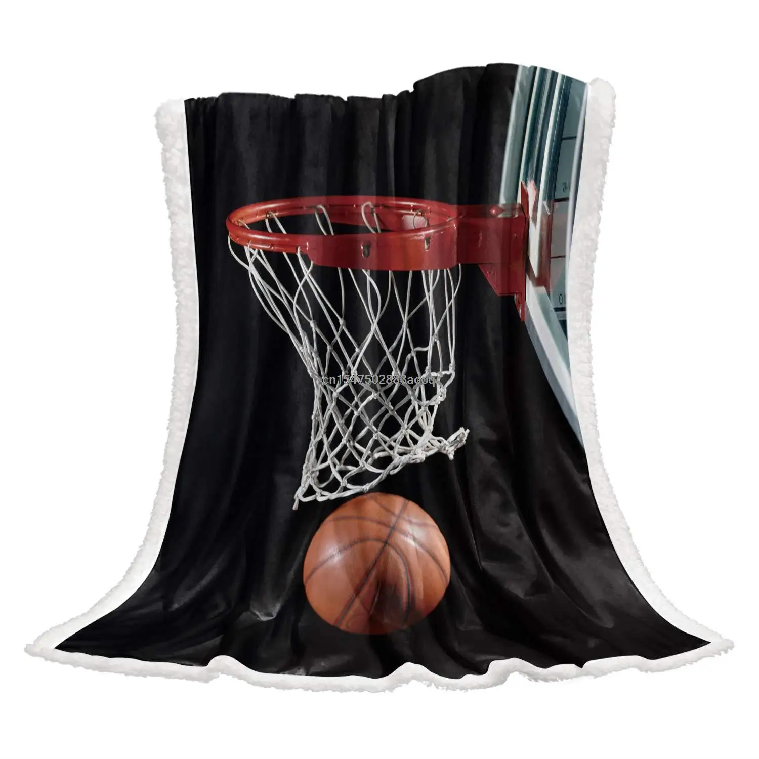 

Sherpa Throw Blanket Basketball and Basket Sports Theme Super Soft Cozy Warm Luxury Microfiber Blankets Flannel Fleece Plush