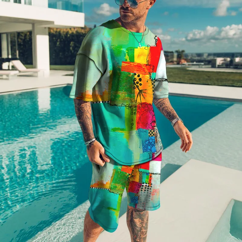 2021 New Street Fashion Men's Sports Suit Summer Street 3d Geometric Print T Shirt + Shorts 2-Piece Suit Hip-hop Casual Suit
2021 New Street Fashion Men's Sports Suit Summer Street 3d Geometric Print T Shirt + Shorts 2-Piece Suit Hip-hop Casual Suit